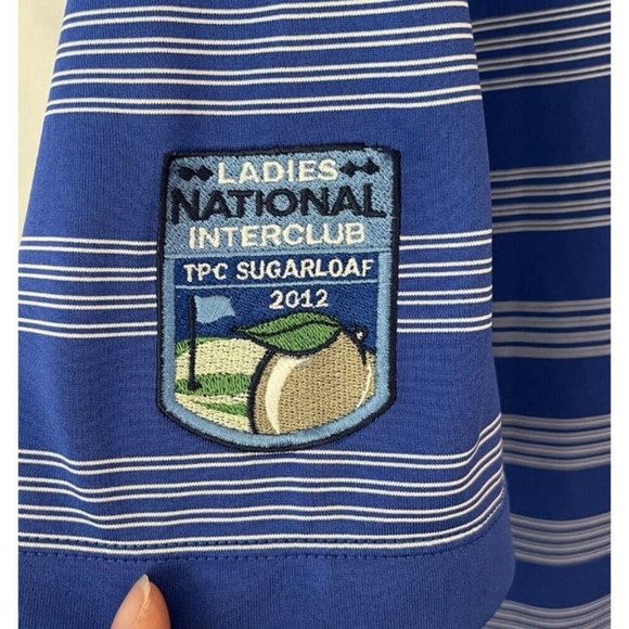 Nike Golf Tour Performance Polo Shirt Mens Medium Blue Striped DRI-FIT Sugarloaf - Picture 5 of 8